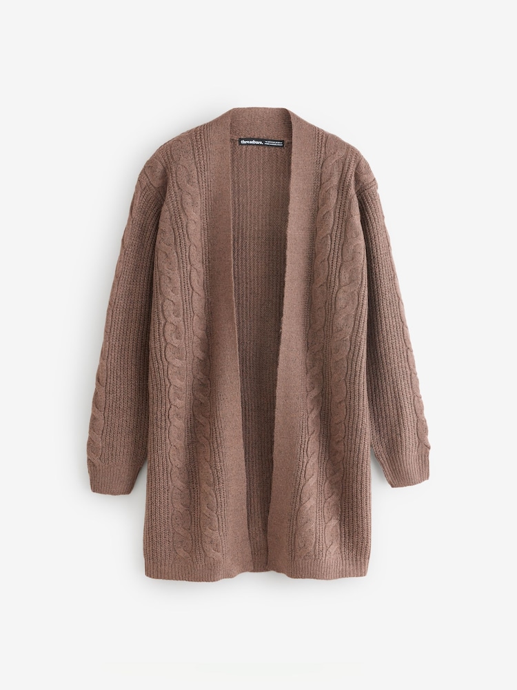 Threadbare Light Brown Ladies Rozanna Cable Detail Cardigan - Image 5 of 5 Threadbare Light Brown Ladies Rozanna Cable Detail Cardigan - Image 5 of 5