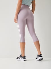 adidas Purple Optime Essentials Workout 3-Stripes 3/4 Leggings - Image 2 of 4
