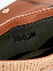 Lipsy Gold Raffia Floral Hardware Shoulder Bag - Image 8 of 8