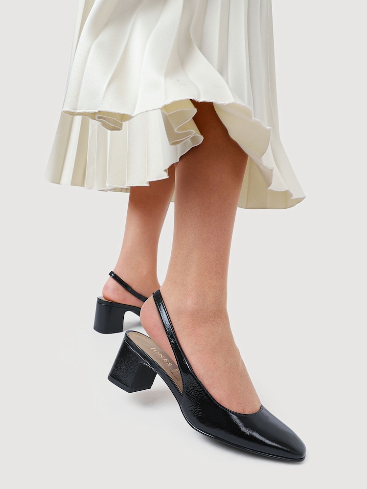 Jones Bootmaker Black Xayna Leather Slingback Court Shoes - Image 1 of 5