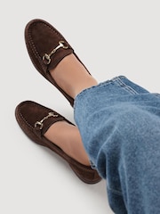 Jones Bootmaker Brown Wide Fit Lex Suede Leather Loafers - Image 1 of 5