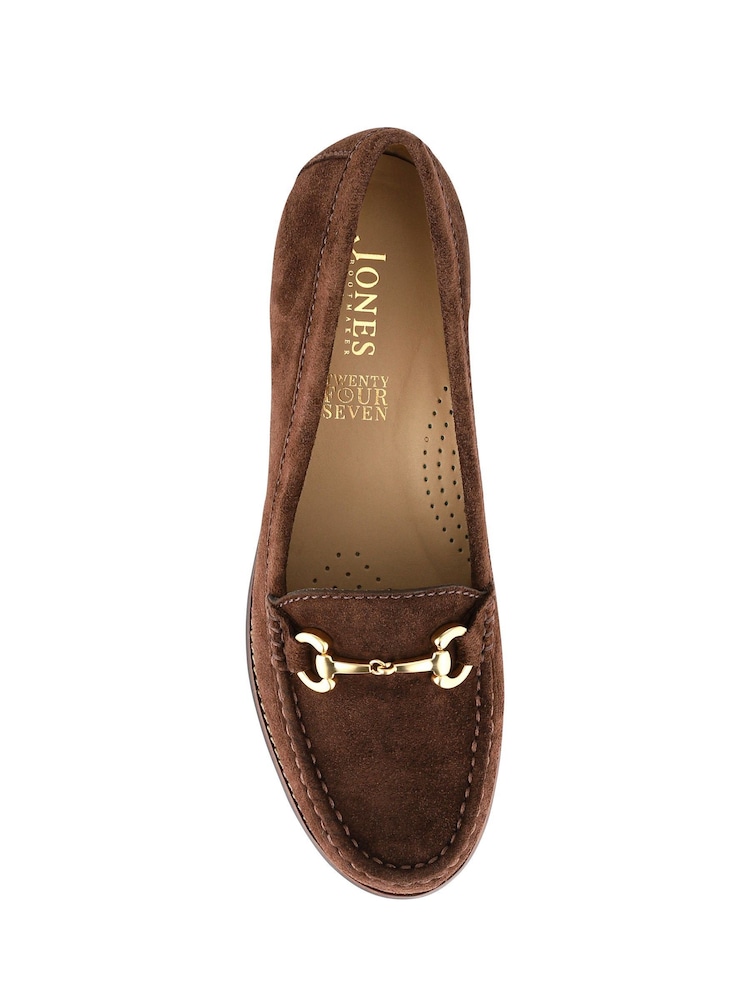 Jones Bootmaker Brown Wide Fit Lex Suede Leather Loafers - Image 5 of 5