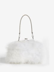 Lipsy White Bridal Feather Top Handle Clutch Bag - Image 2 of 4