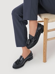 Jones Bootmaker Black Chrome Tiffany Smart Leather Moccasins - Image 1 of 5