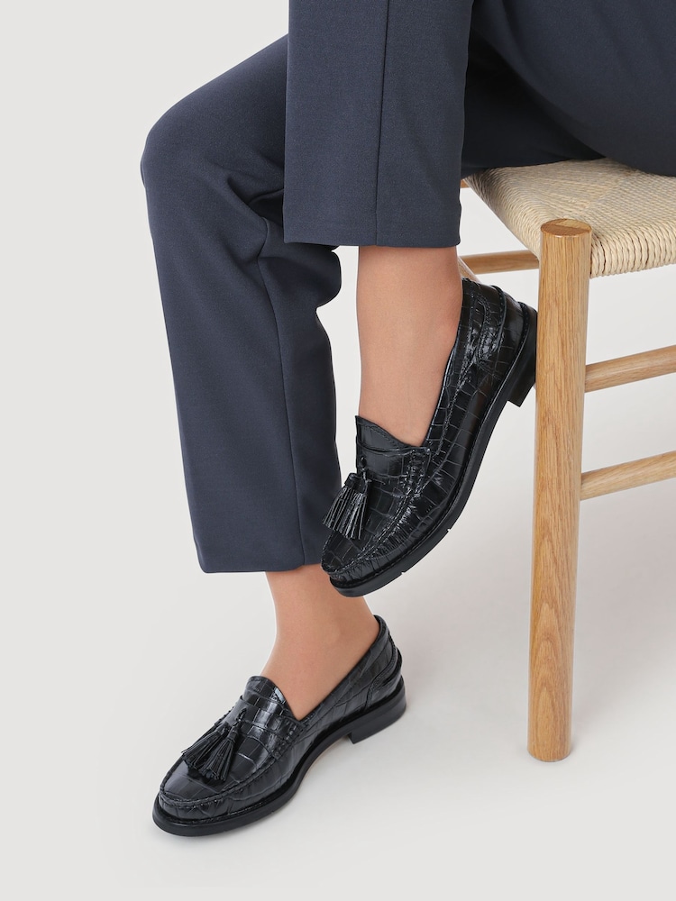 Jones Bootmaker Black Chrome Tiffany Smart Leather Moccasins - Image 1 of 5 Jones Bootmaker Black Chrome Tiffany Smart Leather Moccasins - Image 1 of 5