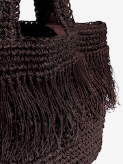 Lipsy Fringe Raffia Effect Beach Bag - Image 5 of 6