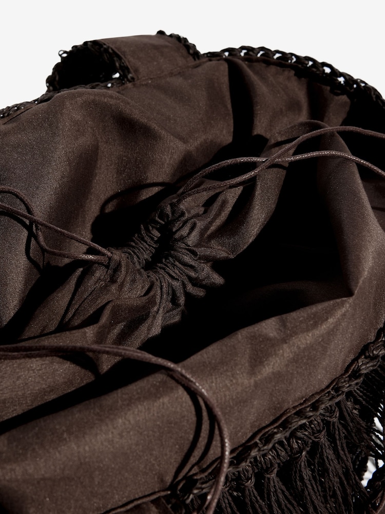 Lipsy Fringe Raffia Effect Beach Bag - Image 6 of 6