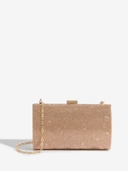 Lipsy Rose Gold Embellished Box Clutch Bag - Image 1 of 5