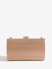Lipsy Rose Gold Embellished Box Clutch Bag - Image 5 of 5