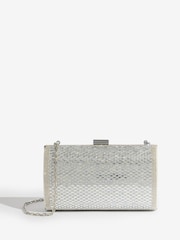 Lipsy Silver Embellished Box Clutch Bag - Image 1 of 5