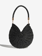 Friends Like These Black Raffia Shell Shoulder Bag - Image 3 of 7
