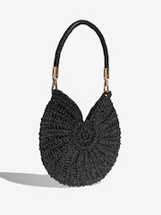 Friends Like These Black Raffia Shell Shoulder Bag - Image 4 of 7