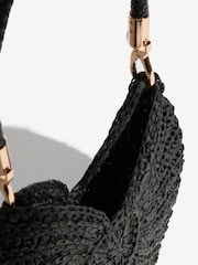 Friends Like These Black Raffia Shell Shoulder Bag - Image 6 of 7