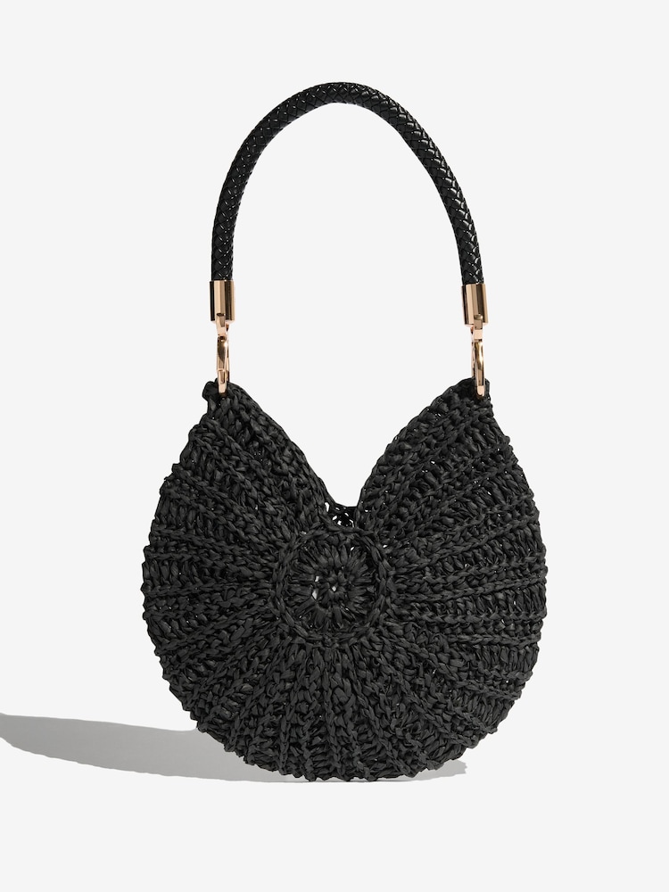 Friends Like These Black Raffia Shell Shoulder Bag - Image 7 of 7