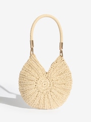 Friends Like These Neutral Raffia Shell Shoulder Bag - Image 4 of 8