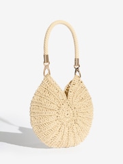 Friends Like These Neutral Raffia Shell Shoulder Bag - Image 5 of 8