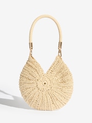 Friends Like These Neutral Raffia Shell Shoulder Bag - Image 6 of 8