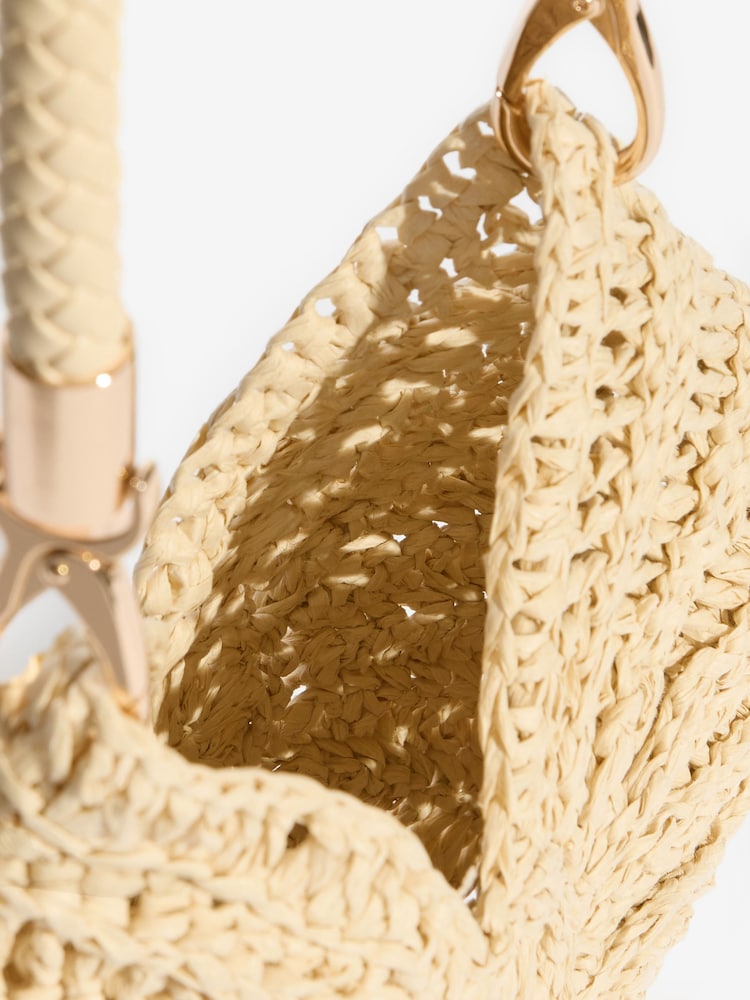 Friends Like These Neutral Raffia Shell Shoulder Bag - Image 8 of 8