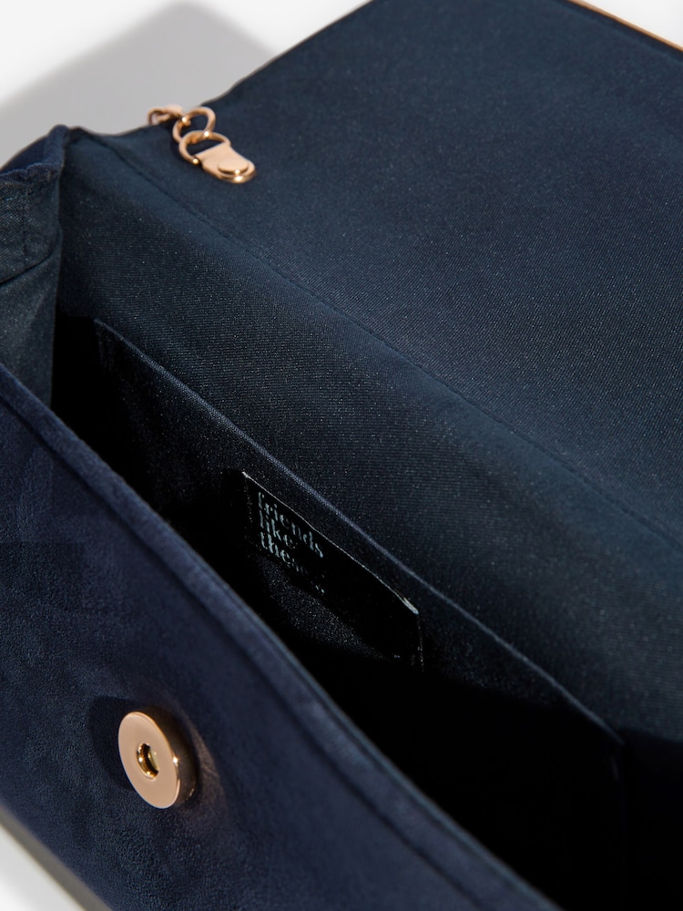 Friends Like These Navy Foldover Clutch Bag - Image 5 of 5 Friends Like These Navy Foldover Clutch Bag - Image 5 of 5