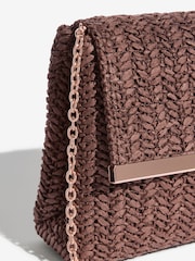 Friends Like These Brown Raffia Foldover Clutch Bag - Image 5 of 5