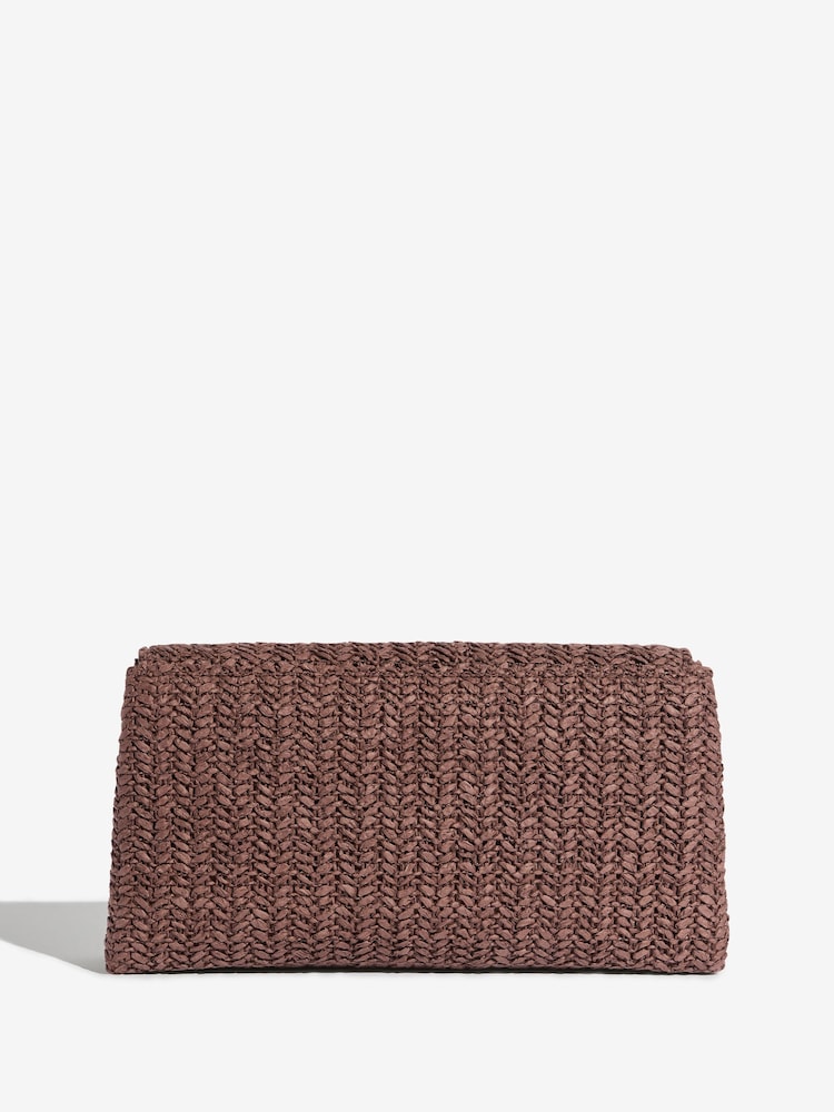 Friends Like These Brown Raffia Foldover Clutch Bag - Image 7 of 7