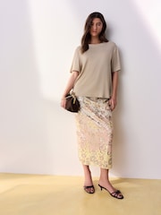 Pink/Yellow Sequin Tabitha Simmons X Next Floral Maxi Skirt - Image 1 of 7