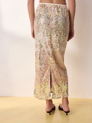 Pink/Yellow Sequin Tabitha Simmons X Next Floral Maxi Skirt - Image 6 of 7