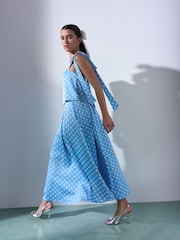 Blue/Ecru Polka Dot - Tabitha Simmons X Full Maxi Skirt - Bild 4 von 9
