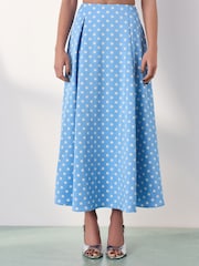 Blue/Ecru Polka Dot - Tabitha Simmons X Full Maxi Skirt - Bild 5 von 9