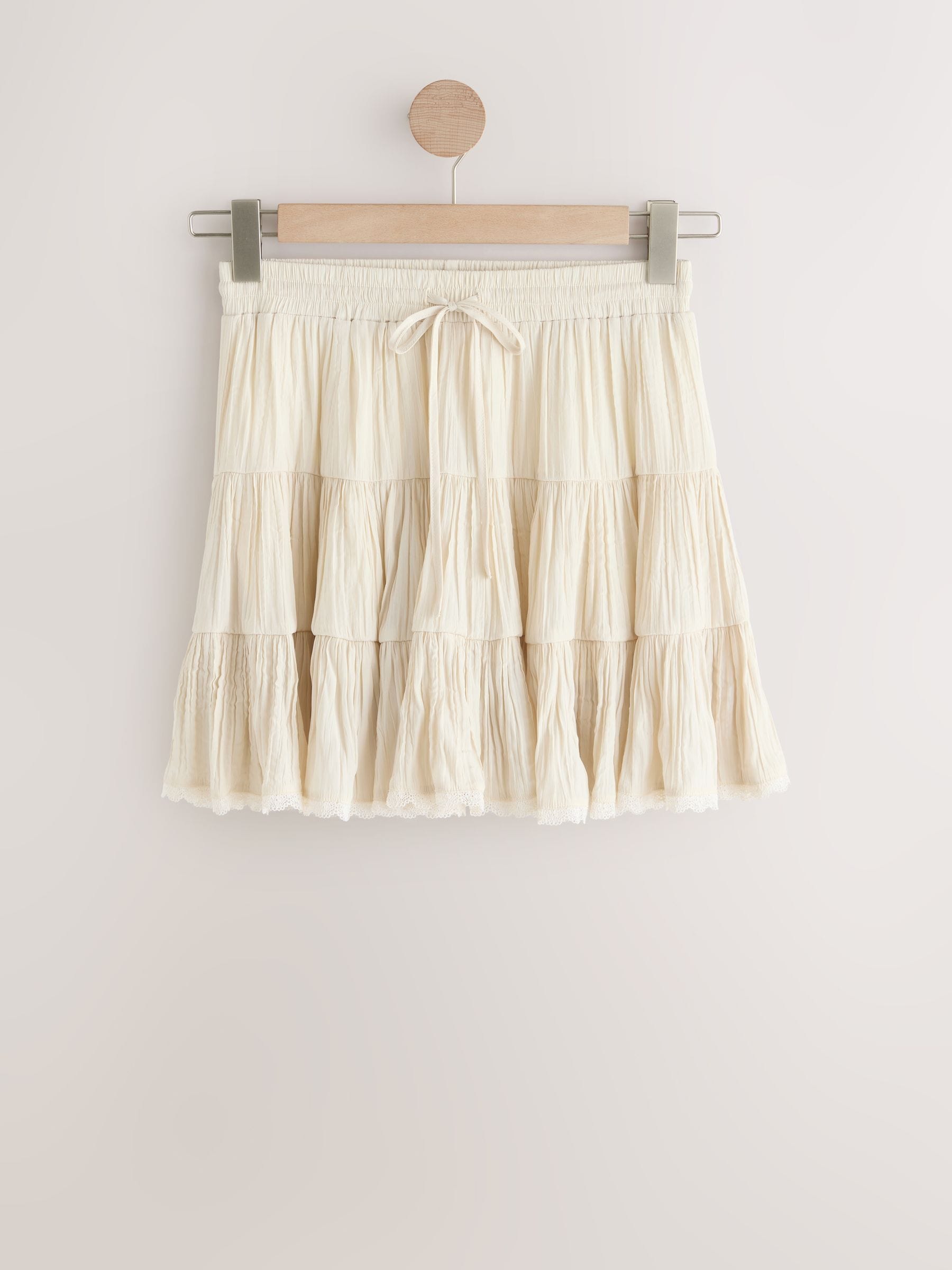 Buy Ecru Crushed Tiered Mini Skirt from Next Canada