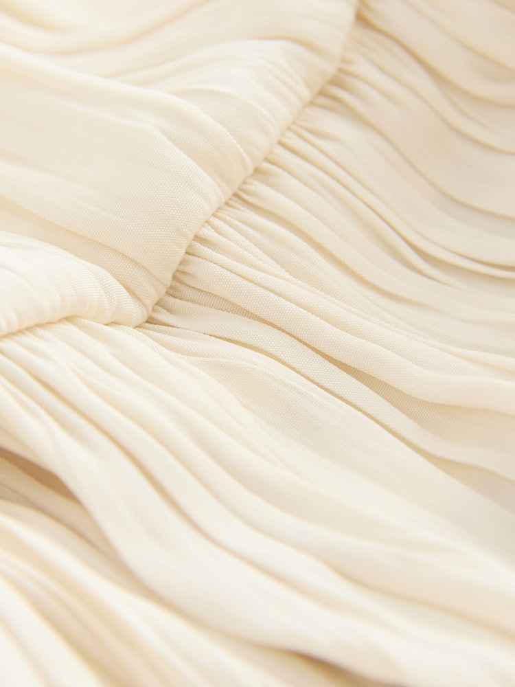 Ecru Crushed Tiered Mini Skirt - Image 9 of 9 Ecru Crushed Tiered Mini Skirt - Image 9 of 9