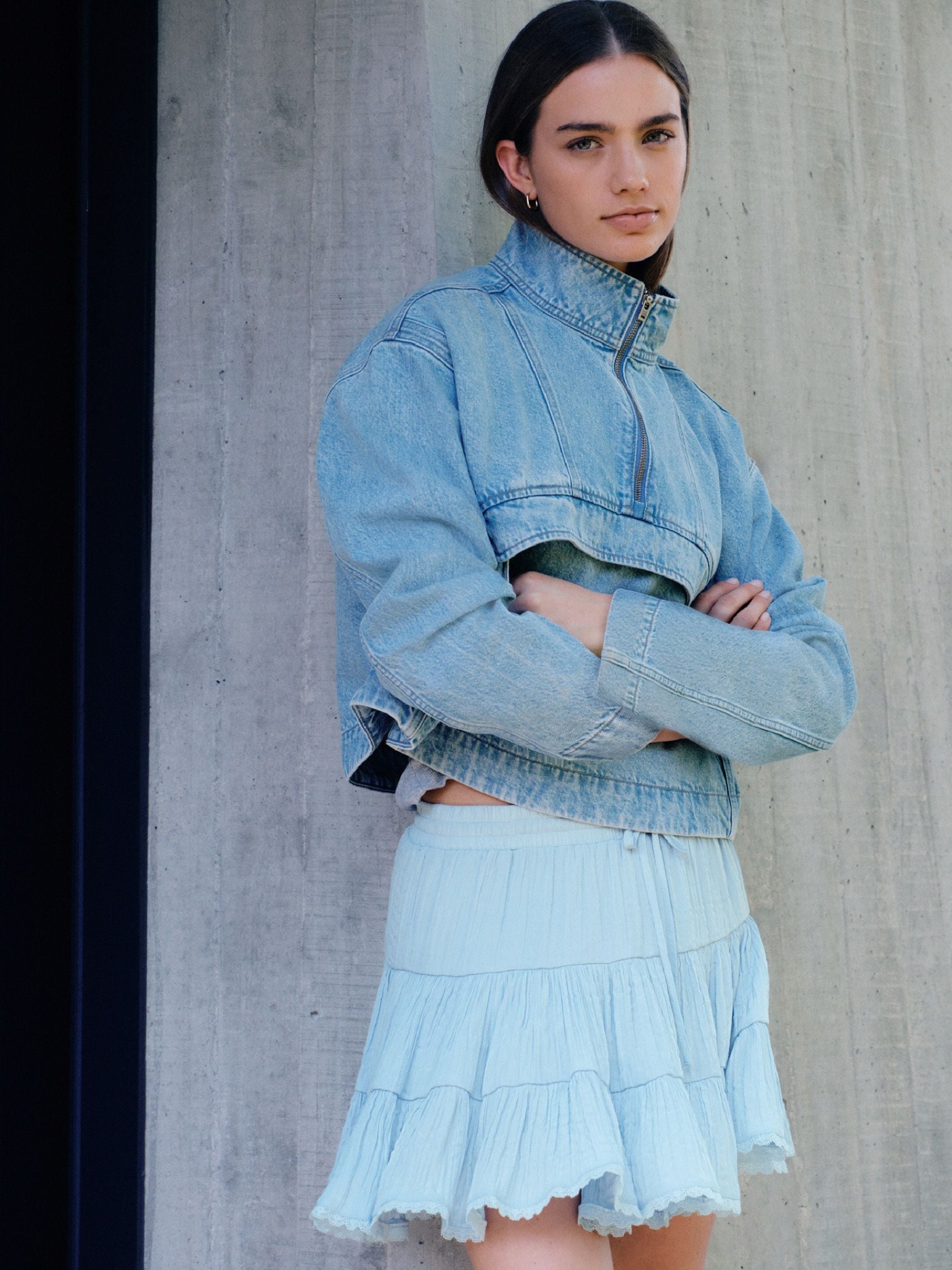 Buy Light Blue Crushed Tiered Mini Skirt from Next USA