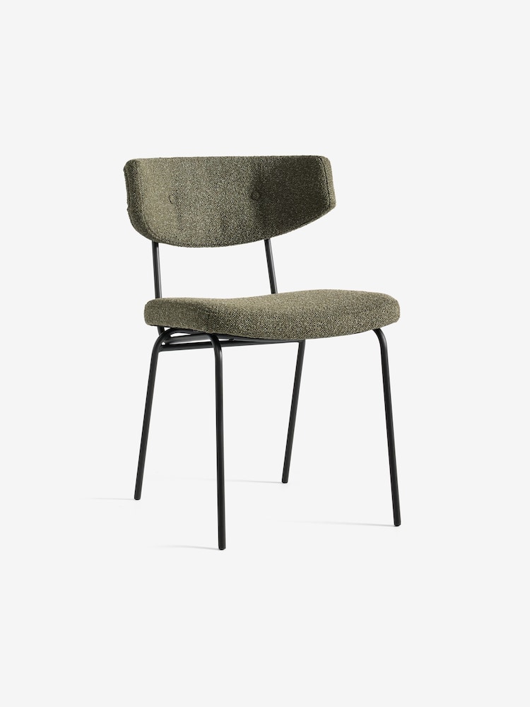 MADE.COM Set of 2 Soft Touch Boucle Forest Green Halina Dining Chairs - Image 5 of 5