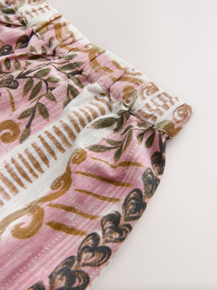 Pink Palm Print Cotton Tiered Maxi Skirt - Image 2 of 3 Pink Palm Print Cotton Tiered Maxi Skirt - Image 2 of 3