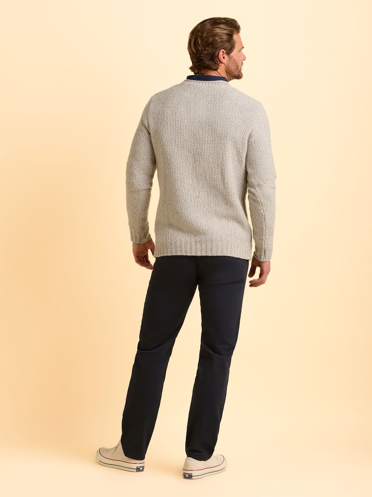 Brakeburn Grey Alderley Crew Neck Jumper - Image 2 of 6 Brakeburn Grey Alderley Crew Neck Jumper - Image 2 of 6