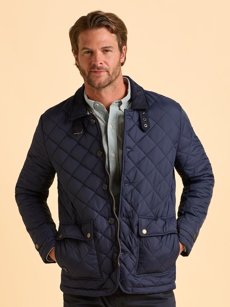 Brakeburn Blue Taplow Diamond Quilted Jacket - Image 2 of 6 Brakeburn Blue Taplow Diamond Quilted Jacket - Image 2 of 6