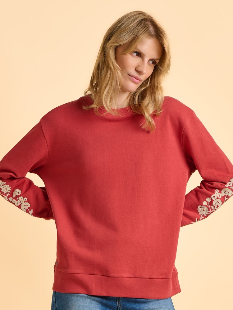 Brakeburn Red Ferndown Crew Neck Sweatshirt - Image 6 of 6 Brakeburn Red Ferndown Crew Neck Sweatshirt - Image 6 of 6