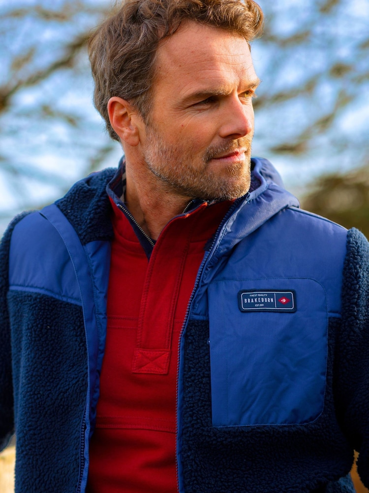 Brakeburn Blue Gargrave Fleece Jacket - Image 2 of 6 Brakeburn Blue Gargrave Fleece Jacket - Image 2 of 6