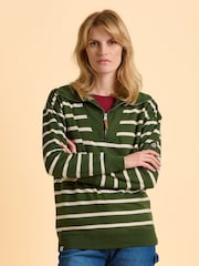 Brakeburn Green Charmouth Quarter Zip Sweatshirt - Image 1 of 5