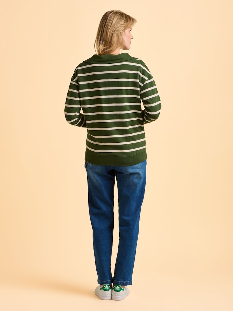 Brakeburn Green Charmouth Quarter Zip Sweatshirt - Image 2 of 5 Brakeburn Green Charmouth Quarter Zip Sweatshirt - Image 2 of 5