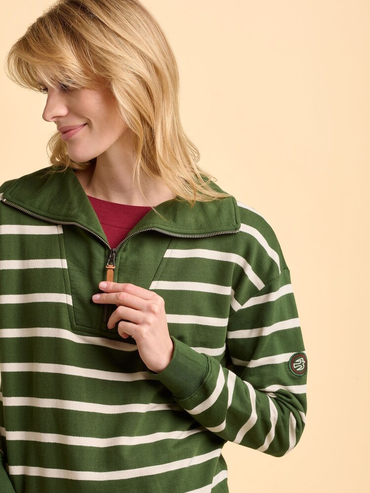 Brakeburn Green Charmouth Quarter Zip Sweatshirt - Image 5 of 5 Brakeburn Green Charmouth Quarter Zip Sweatshirt - Image 5 of 5