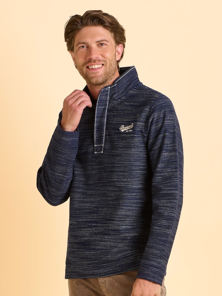 Brakeburn Blue Weymouth Quarter Zip Sweatshirt - Image 1 of 6