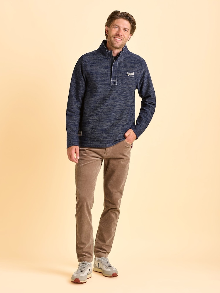 Brakeburn Blue Weymouth Quarter Zip Sweatshirt - Image 6 of 6