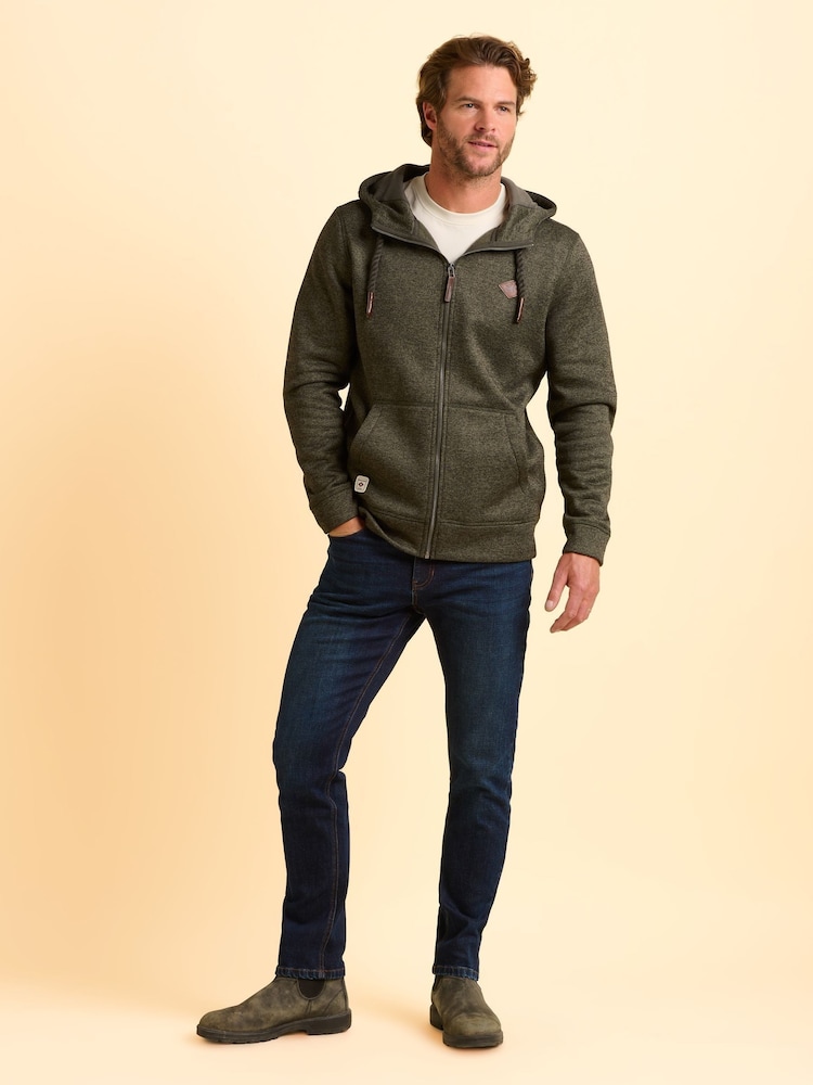 Brakeburn Green Hengistbury Zip Through Hoodie - Image 2 of 6 Brakeburn Green Hengistbury Zip Through Hoodie - Image 2 of 6