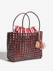Friends Like These Chocolate Brown Weave Basket Beach Bag - Image 5 of 8