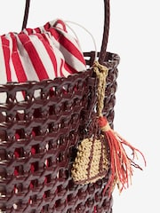 Friends Like These Chocolate Brown Weave Basket Beach Bag - Image 6 of 8
