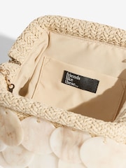 Friends Like These Neutral Raffia Acrylic Disc Raffia Clutch Bag - Image 7 of 7