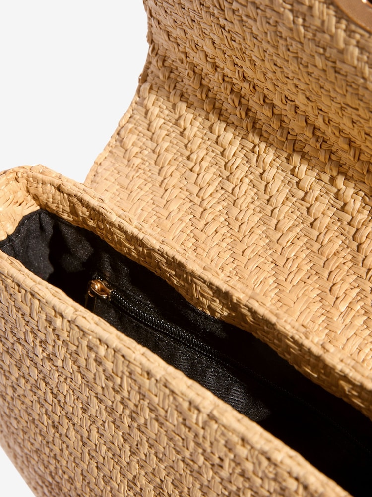 Love & Roses Natural Raffia Saddle Cross-Body Bag - Image 6 of 6