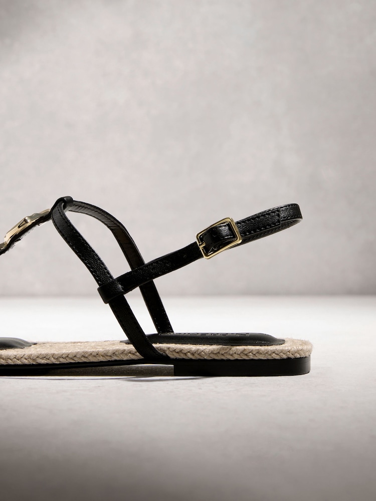 Black Leather N. Premium Strappy Hardware Sandals - Image 11 of 11