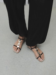 Black Leather N. Premium Strappy Hardware Sandals - Image 3 of 5